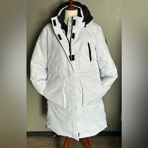 Spyder Women's White and Black long puffer jacket